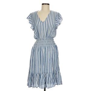Rails Casual Dress NEW Small Blue White Short Sleeve Elastic Waist Casual Summer